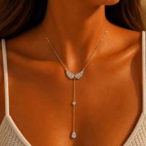 Χρυσό Κολιέ Angel Wings  με Ζιργκόν by BeautyShow