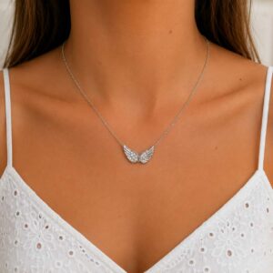 Κολιέ Angel Wings Silver με Ζιργκόν