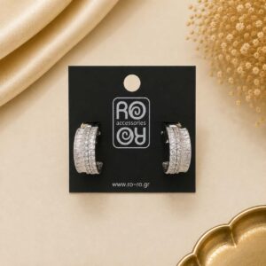 RO Accessories Σκουλαρίκια Crystal Hoop Silver