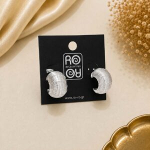 RO Accessories Σκουλαρίκια Chunky Ribbed Hoop Silver