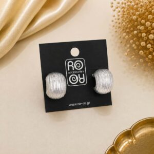 RO Accessories Σκουλαρίκια Ribbed Hoop Silver