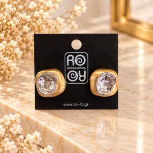 RO Accessories Two Tone Sculptural δίχρωμα σκουλαρίκια χρυσό και ασημί. Δίχρωμα σκουλαρίκια RO Accessories με σατινέ χρυσό περίγραμμα. RO Two Tone Sculptural σκουλαρίκια με γυαλιστερό ασημί κέντρο.