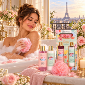 DC Institute Shower Gel 150ml Body Lotion 150ml IDC Institute Scented Garden σετ μπάνιου με σφουγγάρι